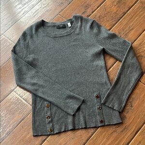 Tahari Charcoal Ribbed Knit Top